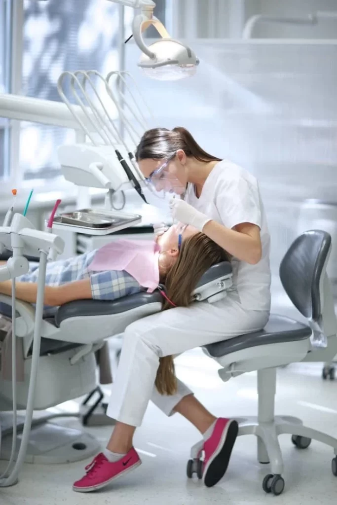orthodontic treatment process dentist with patient