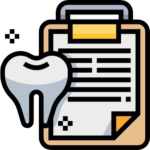 Clipboard with dental paperwork and a tooth icon, representing orthodontic treatment options and financial planning at Noleen Dental Clinic in Huntington Beach.