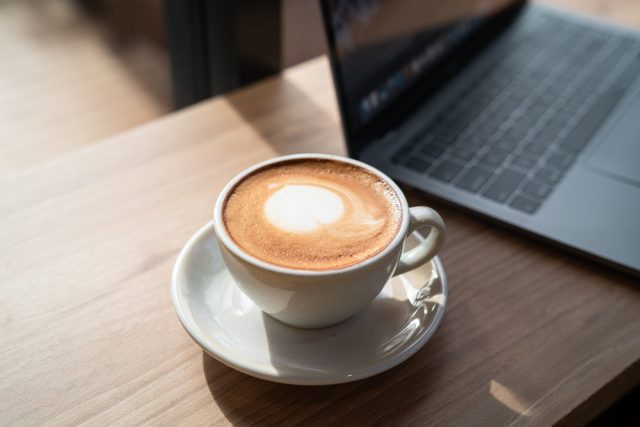 coffee cup on a desk